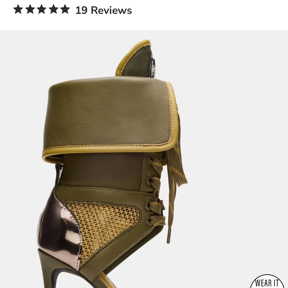 Steve Madden Olive Lace-Up Folded Cuff High Heel Sandals - Picture 2 of 3